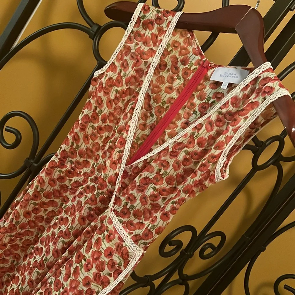 LUISA BECCARIA Micro Poppies Midi Dress - Picture 7 of 17